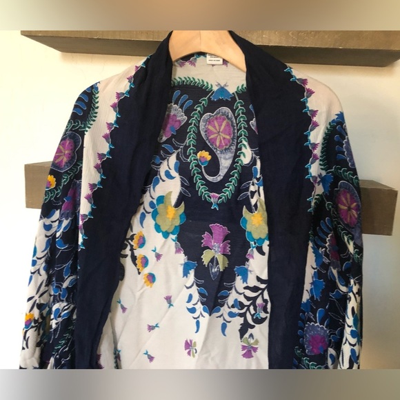 Rachel Zoe|Bohemian Abstract floral print white kimono wrap,one size•••Rayon - Picture 3 of 8